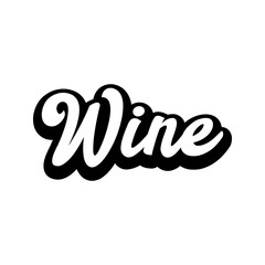 Logotipo con texto manuscrito Wine escrito a mano con sombra en color negro