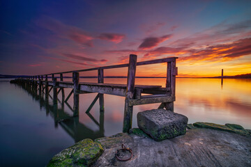 Sunset sky at the pier at culross, fife, scotland.