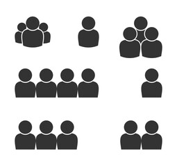 user icon, user avatar pictogram, single and group characters