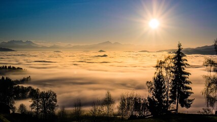 sunset in the mountains