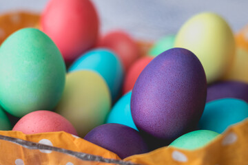 Fototapeta na wymiar Easter Eggs in Glass Bowl