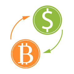 Obraz premium Vector bitcoin and dollar sign icons