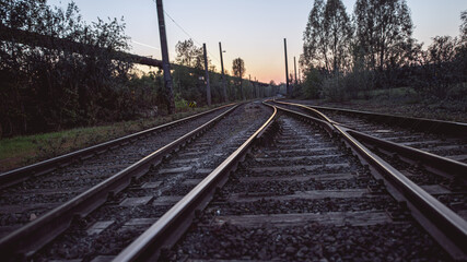 Fototapeta na wymiar Railway Tracks in the Evening