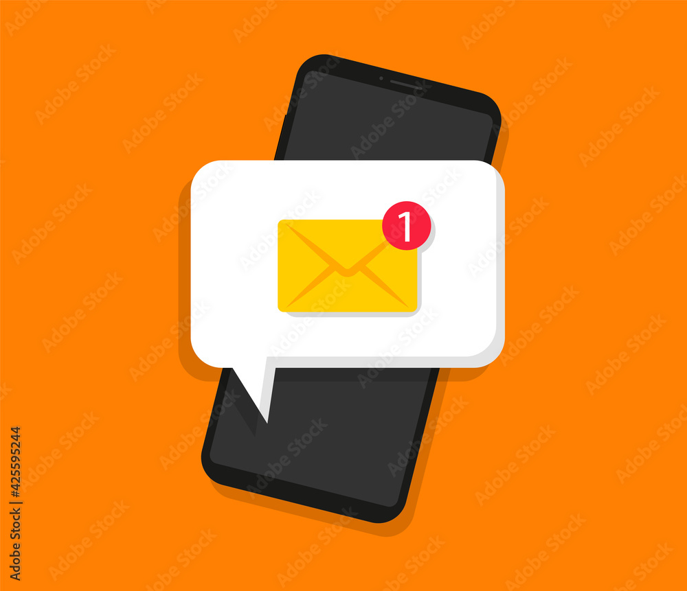 Aufkleber new message on the smartphone screen. unread email notification. speech bubble with unread mail. mob