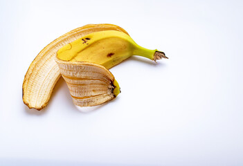 Banana peel on a white background. Close-up