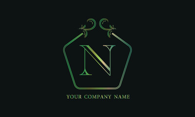 A simple decorative monogram with the alphabet letter N. A sign of a company, boutique, restaurant, business, etc.