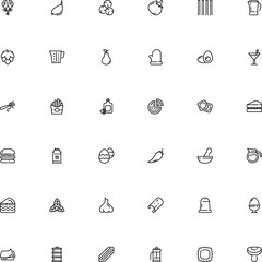 icon vector icon set such as: key, clean, cream, tradition, beef, boiled, scale, cooked, corners, cinnamon quills, medicine, bulb, medical supplies, seafood, morning, mortar and pestle line icon