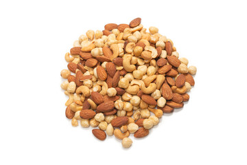 Fototapeta premium Mix of nuts isolated on white background. Top view.
