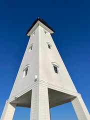 Looking up at replica of Ship Island lighthouse Biloxi Mississippi 