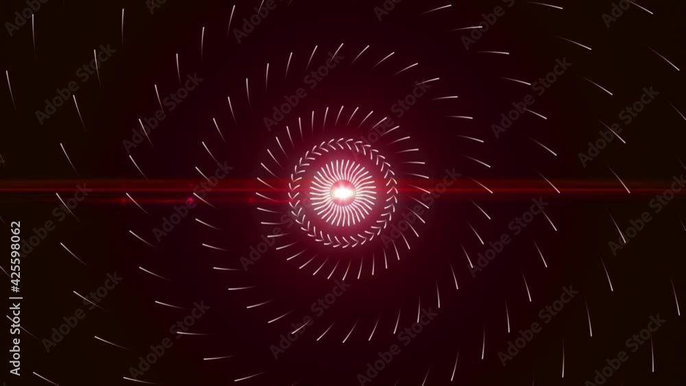 Poster abstract red energy ball spreading small impulses that flying around it, seamless loop. animation. c