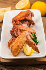 A plate of freshly baked chicken wings