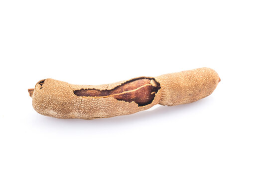 Tamarind (Tamarindus indica) fruit isolated on white background