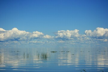 reflection of clouds in water