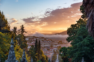 Lamego landscape from the Church of Nossa Senhora dos Remedios in Portugal - obrazy, fototapety, plakaty