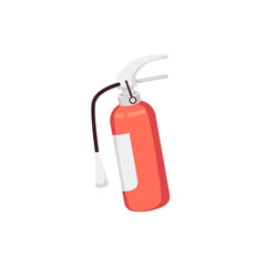 Fire extinguisher red cylinder flat vector illustration isolated on white.