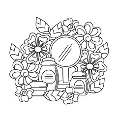 Coloring book. Beauty , eco-friendly natural cosmetics and skin care products. Body and face care.