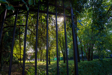 Little park along via Cenisio in Milan, Italy