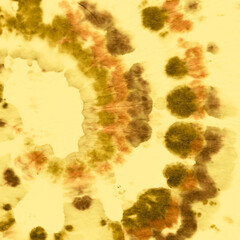 Tie Dye Spiral Background. Gold Batik Shirt.