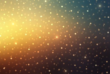 Magical dawn sky abstract illustration. Golden bokeh on dark yellow brown blue gradient background. Glitter texture.