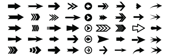 Set of vector arrow icons. Collection of pointers.