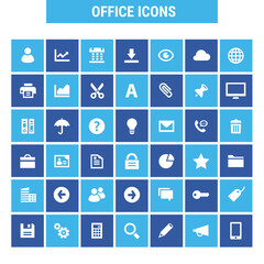 Big Office icon set, trendy flat icons