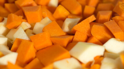 A dish of pumpkin and potatoes in sour cream sauce