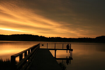 Naklejka na ściany i meble sunrise on the lake
