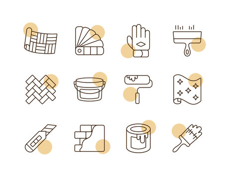 Home repair, remodelling, redecoration vector icon set
