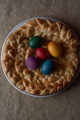 easter eggs in a bread nid basket  Uskršnje pisanice  Uskršnja jaja i Pletenica  © Alejandro