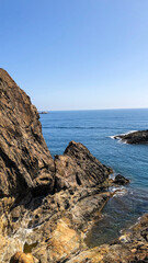 Fototapeta na wymiar View of the Mediterranean Sea from a cliff at Cap de Creus