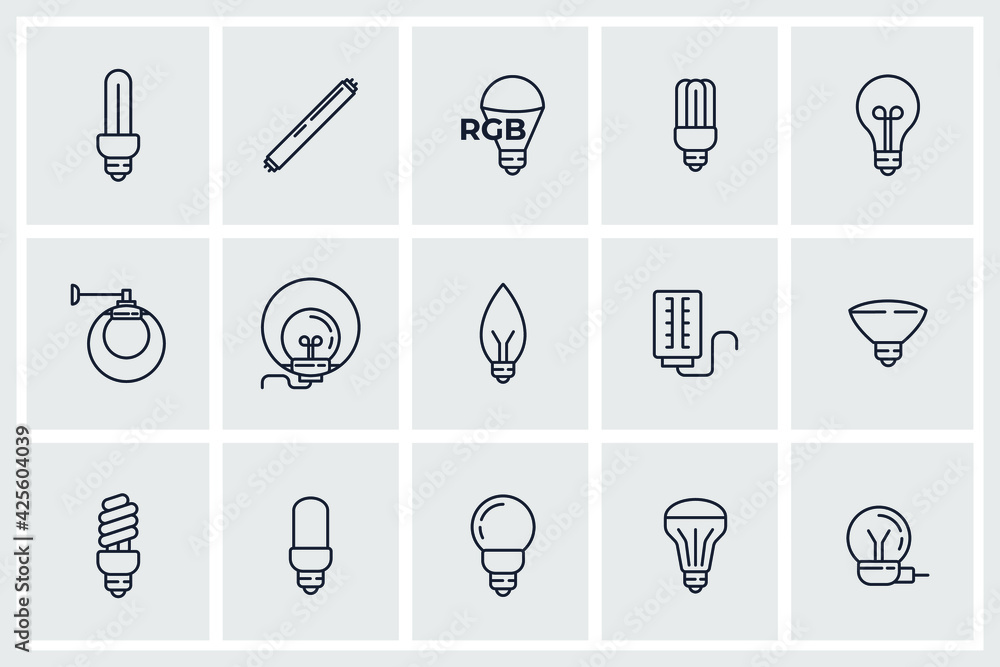Poster set of light bulb icon. light bulb lamp pack symbol template for graphic and web design collection l