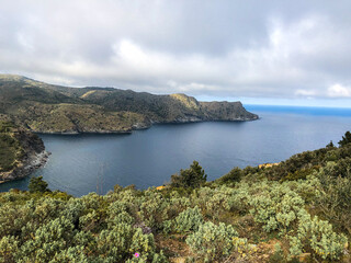 Naklejka premium View of the Mediterranean Sea from a cliff at Cap de Creus