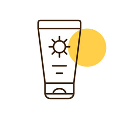 Sunscreen cream in tube flat vector icon
