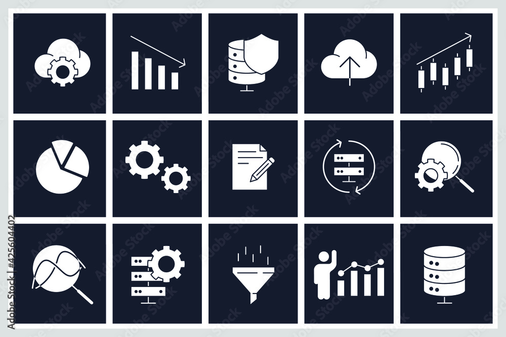 Aufkleber set of data analysis icon. financial analytics pack symbol template for graphic and web design colle