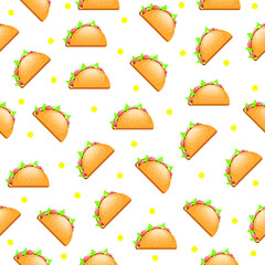 Seamless Pattern Abstract Elements Tacos Fast Food Vector Design Style Background Illustration