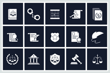 Set of law and justice icon. Court Lawyer pack symbol template for graphic and web design collection logo vector illustration