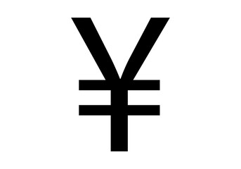 Símbolo negro de  la moneda de yen.