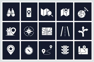 Set of Navigation icon. location, GPS elements pack symbol template for graphic and web design collection logo vector illustrationv