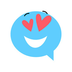 Speech bubble emoticon. Vector illustration flat style close up, inlove