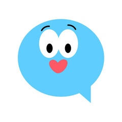 Speech bubble emoticon. Vector illustration flat style close up, kiss