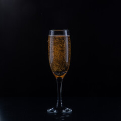 champagne in a flute, bubbles 