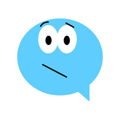 Speech bubble emoticon. Vector illustration flat style close up, not sure