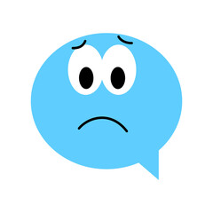 Speech bubble emoticon. Vector illustration flat style close up, sad