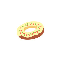 Delicious donut with sweet glaze and sugar sprinkles cooking in bakery or home