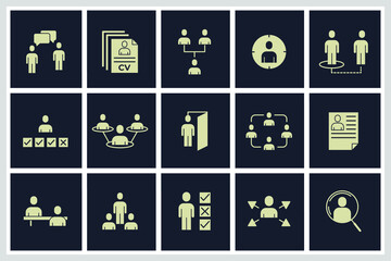 Set of Recruitment icon. Head Hunting pack symbol template for graphic and web design collection logo vector illustration