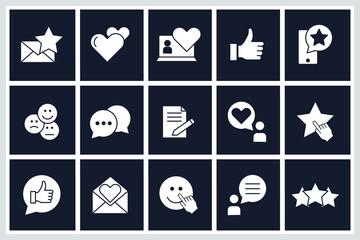 Set of Testimonials icon. Feedback pack symbol template for graphic and web design collection logo vector illustration