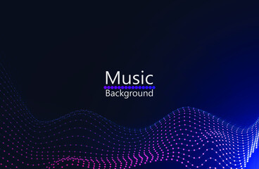 Abstract Music background. Big Data Particle Flow Visualisation. Science infographic futuristic illustration. Sound wave. Sound visualization. eps 10