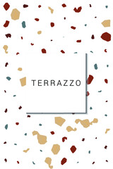 Red and Pink Ceramic Tile Vector White Background. Abstract Terrazzo Tile Poster. Variegated Concrete Template.