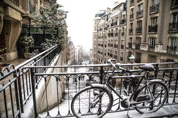 paris montmartre in the winter snowstorm 