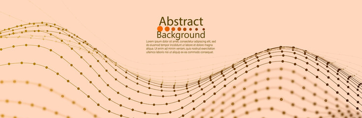 abstraction blurred wave of lines and dots. imitation of a sound wave. data visualization. vector